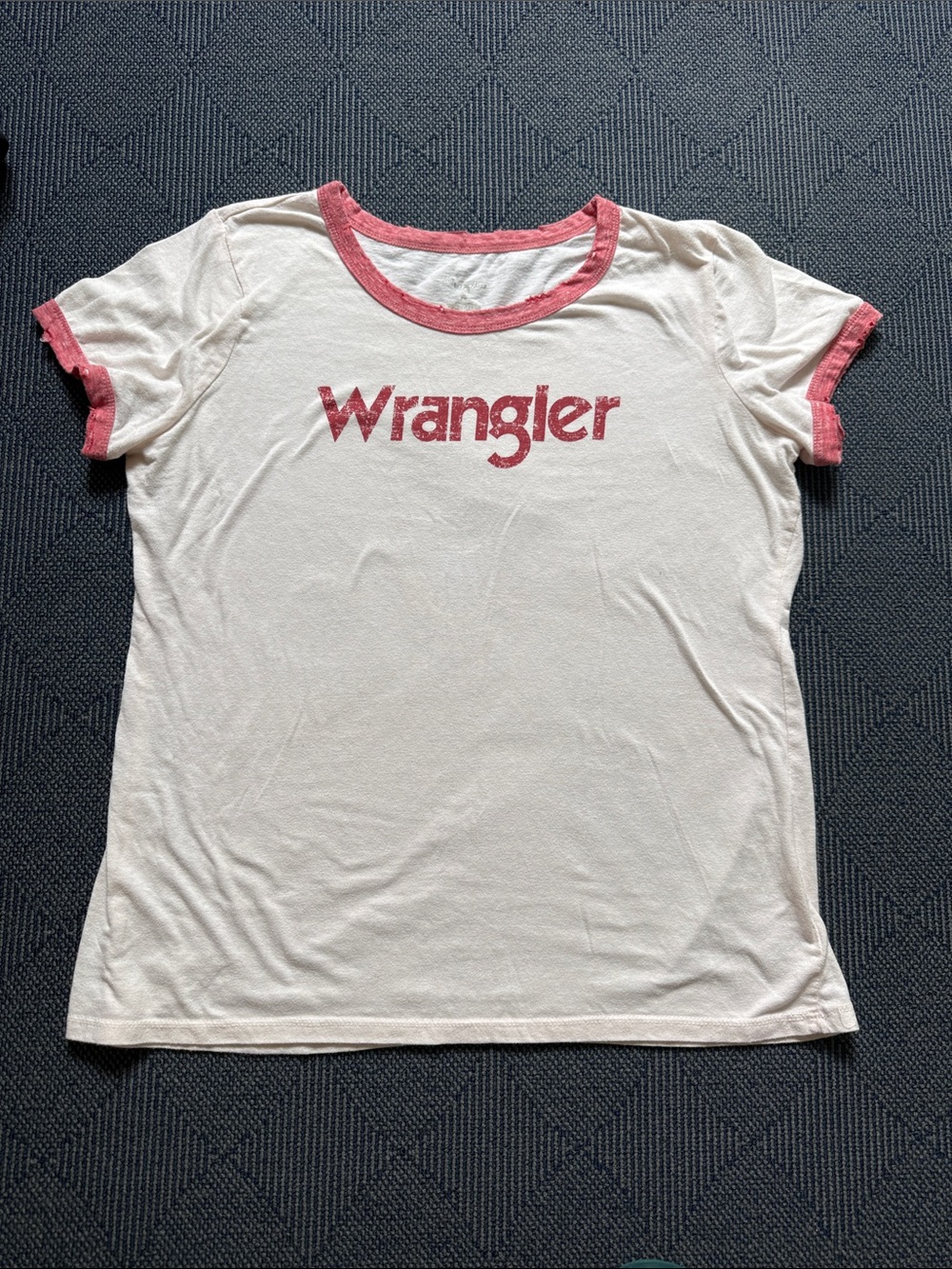 Wrangler Cream Tee with Red Ringer Trim